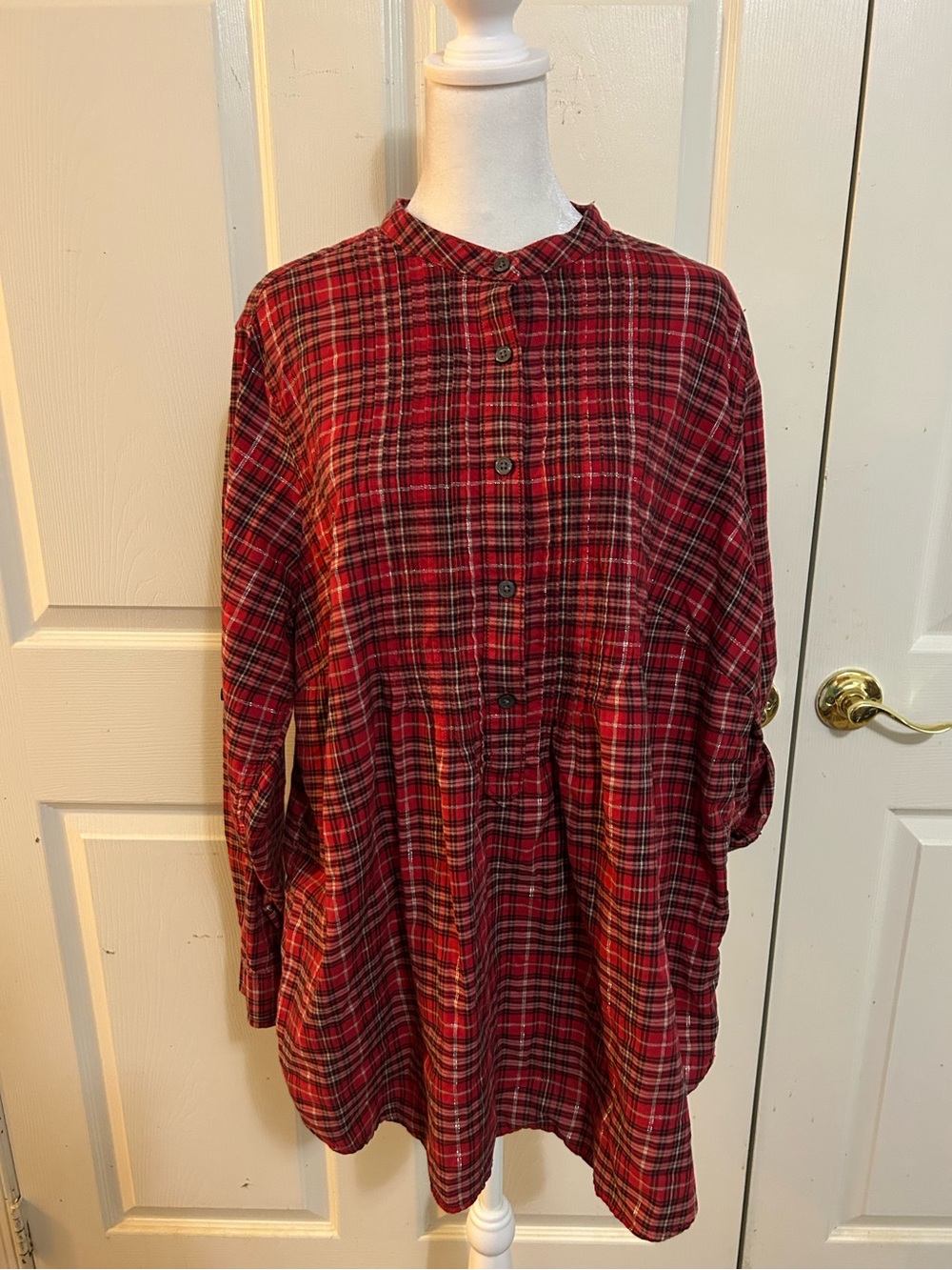 Lands’ End red plaid tunic, size 18W